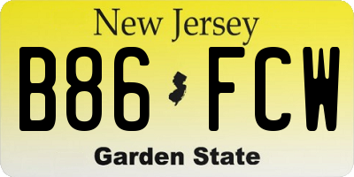 NJ license plate B86FCW