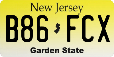 NJ license plate B86FCX