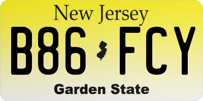 NJ license plate B86FCY