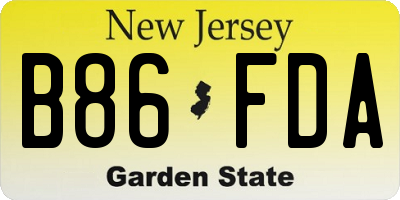 NJ license plate B86FDA