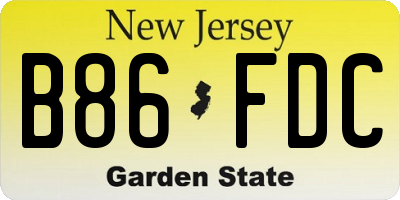 NJ license plate B86FDC