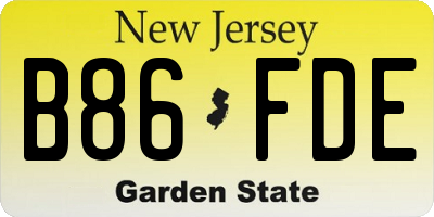 NJ license plate B86FDE