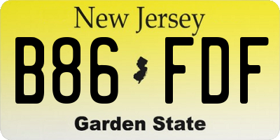 NJ license plate B86FDF
