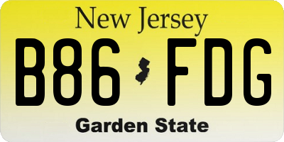 NJ license plate B86FDG