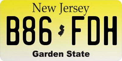 NJ license plate B86FDH