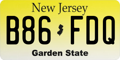 NJ license plate B86FDQ