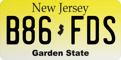NJ license plate B86FDS