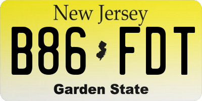 NJ license plate B86FDT