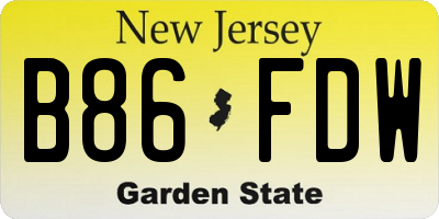 NJ license plate B86FDW