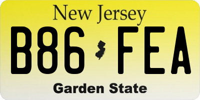 NJ license plate B86FEA