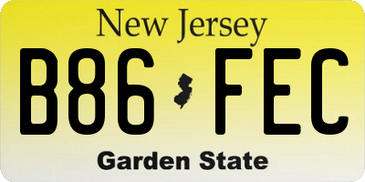 NJ license plate B86FEC