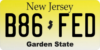 NJ license plate B86FED