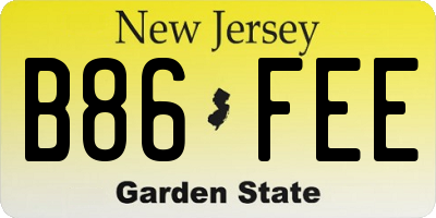 NJ license plate B86FEE
