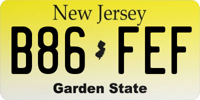 NJ license plate B86FEF