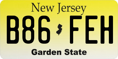 NJ license plate B86FEH