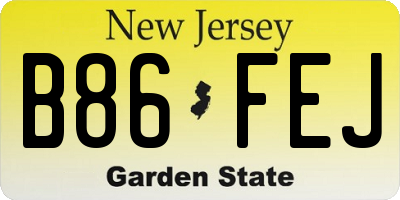 NJ license plate B86FEJ