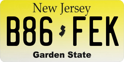 NJ license plate B86FEK