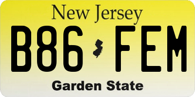NJ license plate B86FEM