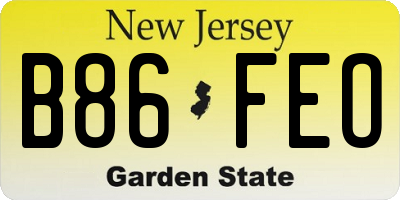NJ license plate B86FEO