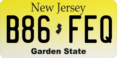 NJ license plate B86FEQ