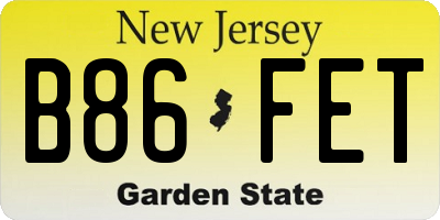 NJ license plate B86FET