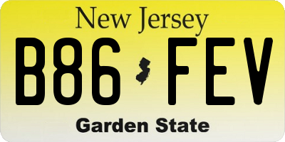 NJ license plate B86FEV