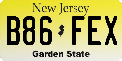 NJ license plate B86FEX