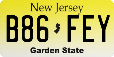 NJ license plate B86FEY