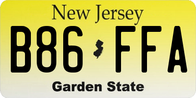 NJ license plate B86FFA