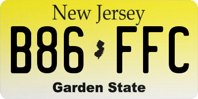NJ license plate B86FFC