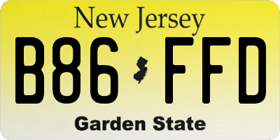 NJ license plate B86FFD