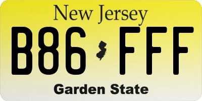 NJ license plate B86FFF