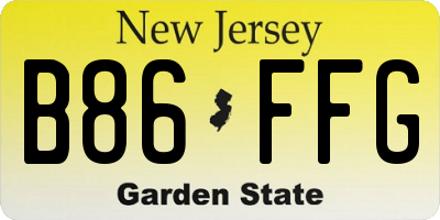 NJ license plate B86FFG