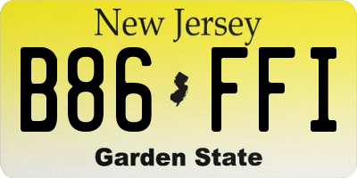 NJ license plate B86FFI
