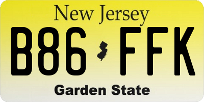 NJ license plate B86FFK