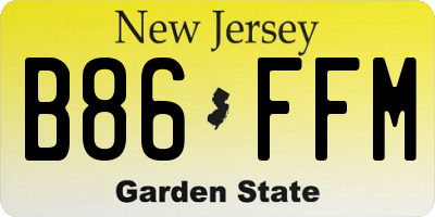 NJ license plate B86FFM