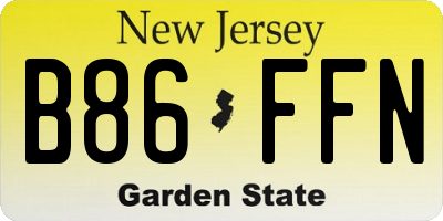 NJ license plate B86FFN