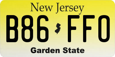 NJ license plate B86FFO