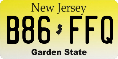 NJ license plate B86FFQ