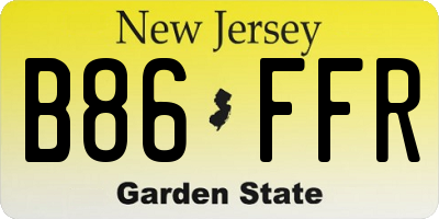 NJ license plate B86FFR