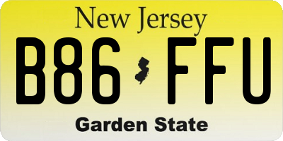 NJ license plate B86FFU