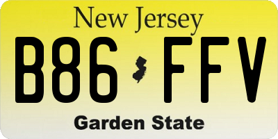 NJ license plate B86FFV