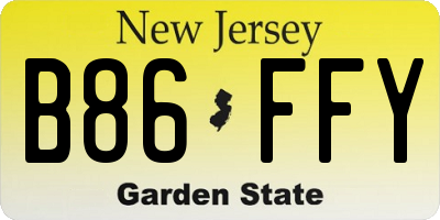 NJ license plate B86FFY
