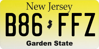 NJ license plate B86FFZ