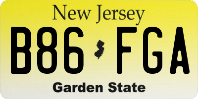 NJ license plate B86FGA