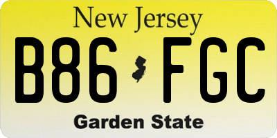 NJ license plate B86FGC