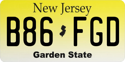 NJ license plate B86FGD