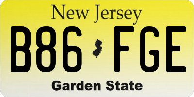 NJ license plate B86FGE