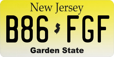 NJ license plate B86FGF