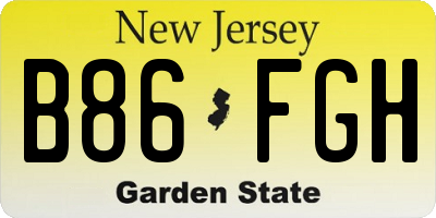 NJ license plate B86FGH